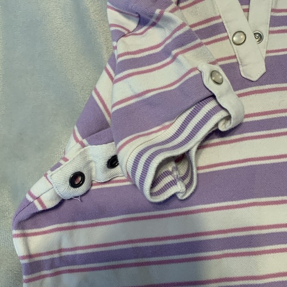Goode Rider Striped Purple pink Polo  equestrian dressage Shirt 14 Pearl snap - Picture 4 of 5